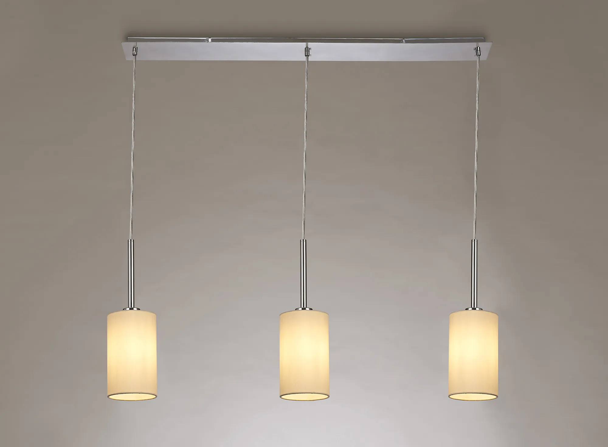 Baymont 12cm Shade 3 Light Pendant Polished Chrome; Ivory Pearl DK0764  Deco Baymont CH IV